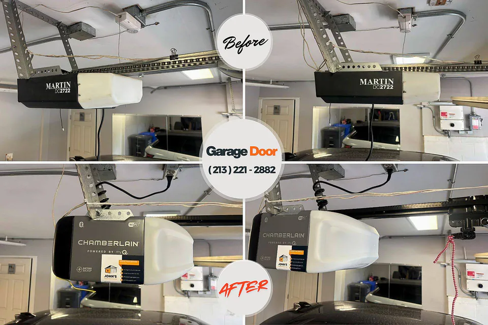 Before and after: garage door repair Merriam, KS